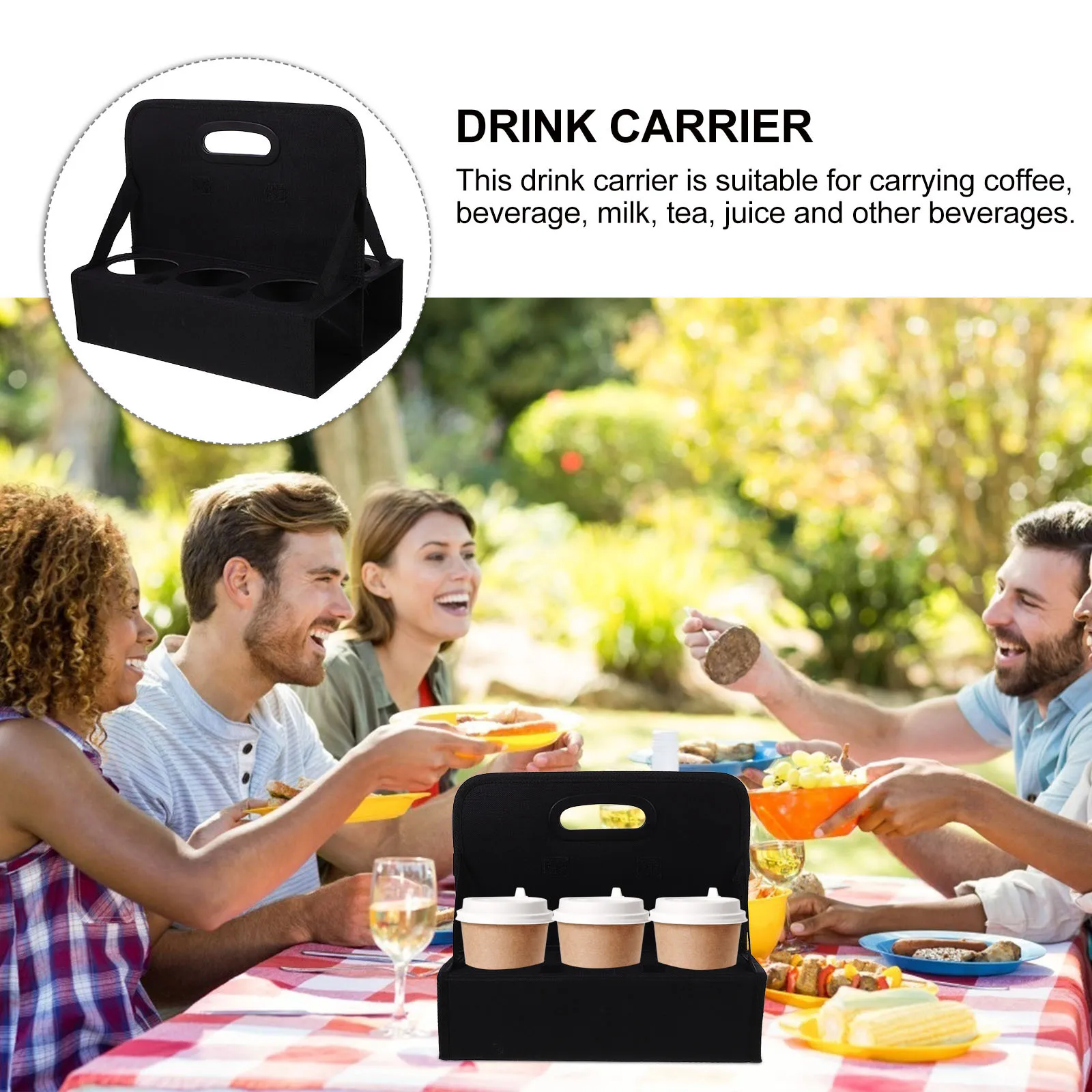 

Reusable Drink Carrier Oxford Cloth Foldable Insulated Coffee Takeaway Bag Portable Cup Holder for Hot Cold Beverages Beverage