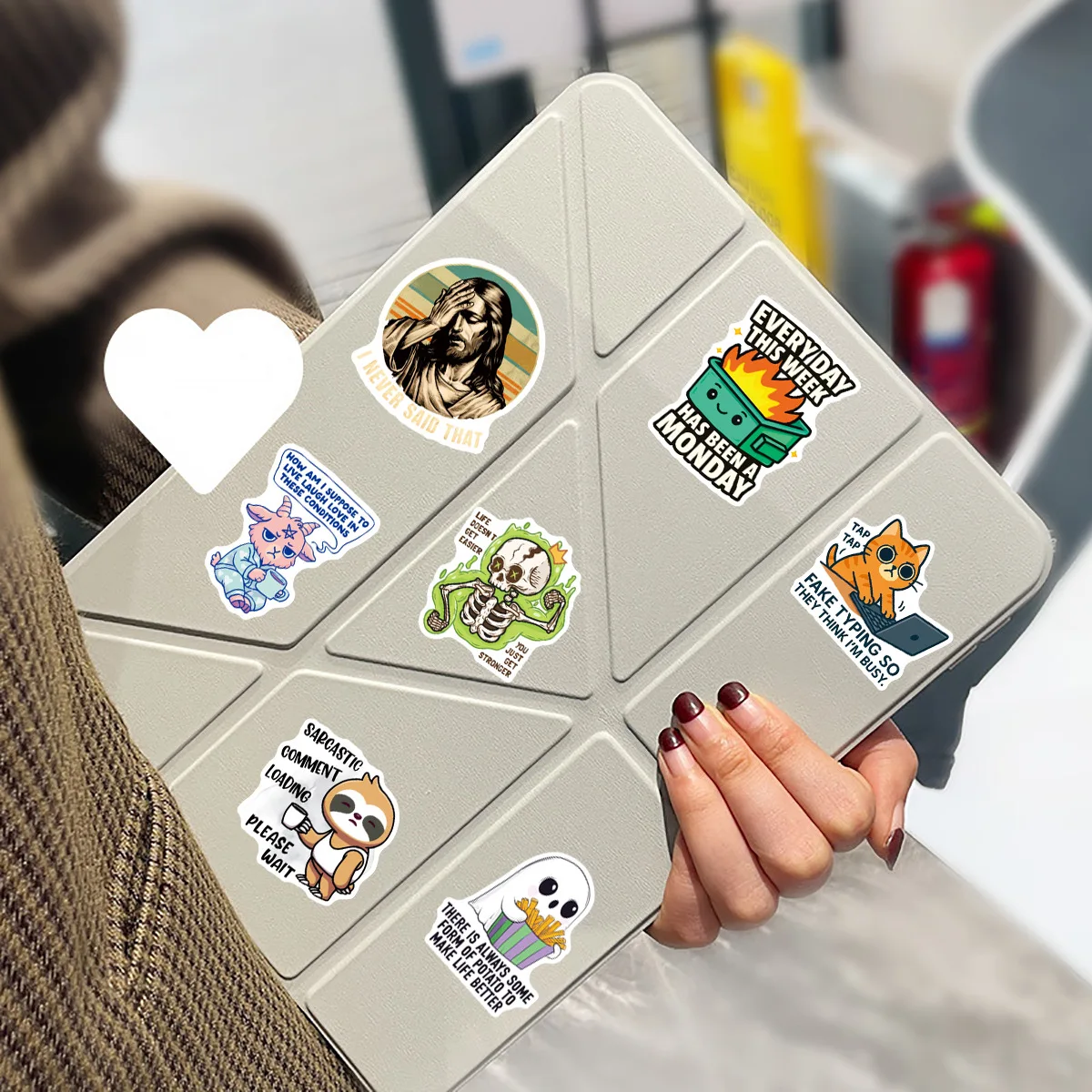 50/100 Pcs Ironic Text & Pattern Stickers DIY for Notebook Phone Case Cup Helmet Tablet PVC Waterproof Durable Decals