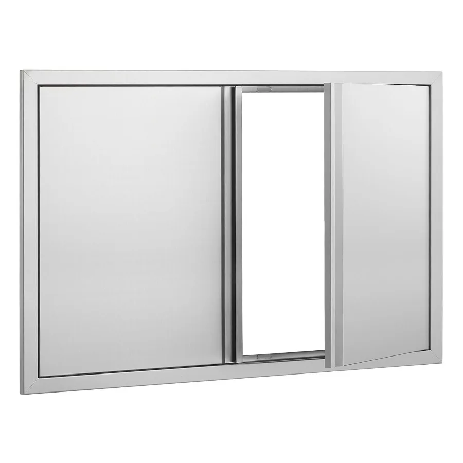 BBQ Access Door, 36W x 24H Inch Double Outdoor Kitchen Door, Stainless Steel Flush Mount Door, Wall Vertical Door with Recessed
