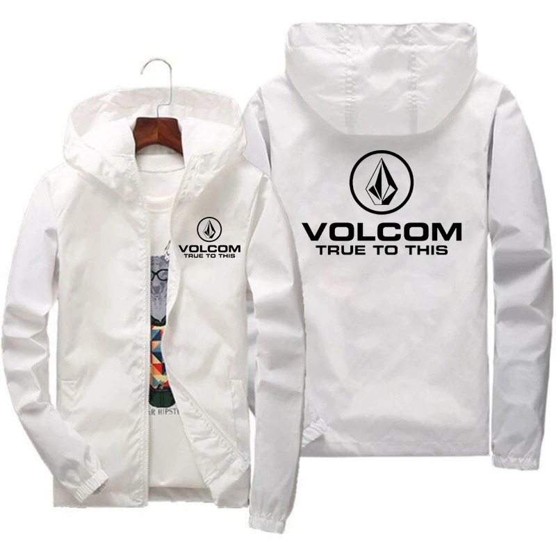 Men's VOLCOM spring autumn Outdoor High Quality Men's Sunscreen Jacket Sports Mountain Hooded Windproof Fashion Casual Jacket