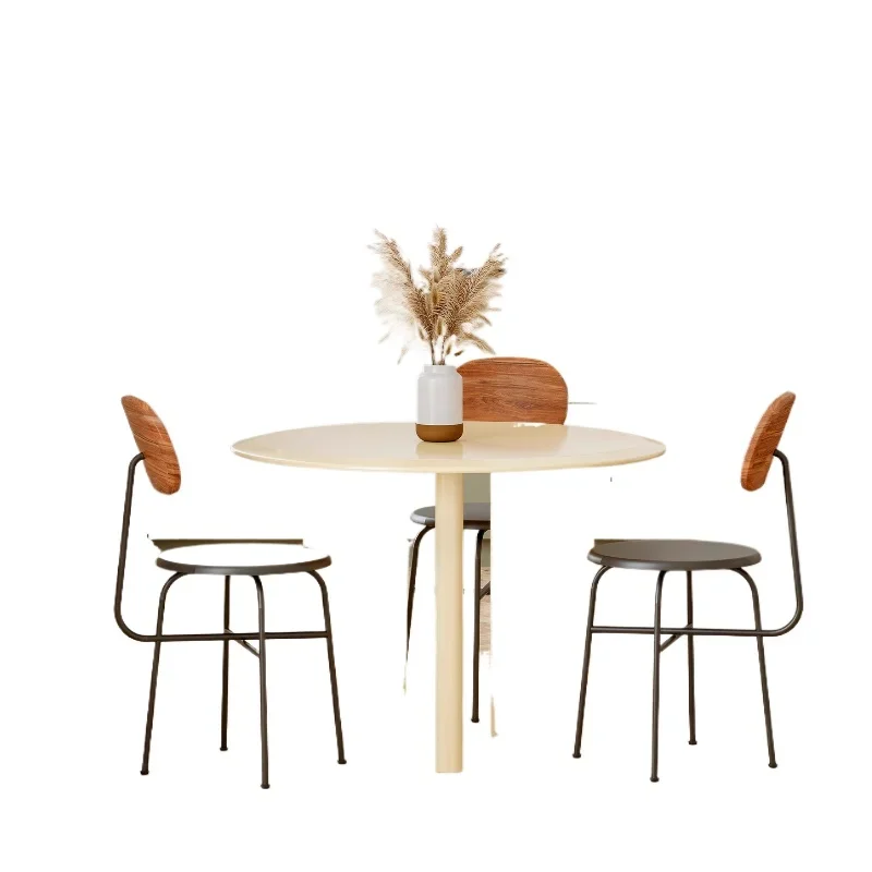 

Simple Nordic light luxury, home living room dining table round table, modern Internet celebrity creative small