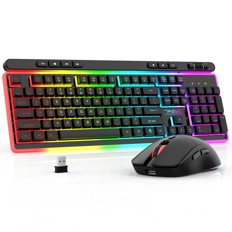 

Wireless keyboard and mouse set with one click multimedia function, illuminated charging, mechanical feel, computer keyboard and