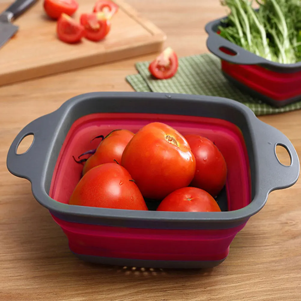 

2Pcs Retractable Foldable Drain Baskets Vegetable Fruit Strainers Kitchen Storage Household Drain Racks
