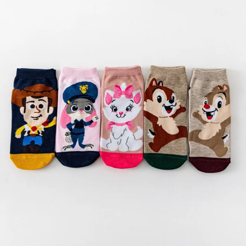 Disney Anime Marie Cat Chip \'n\' Dale Cotton Socks Cartoon Squirrel Men Women\'s Low Tube Socks Summer Short Socks Gift