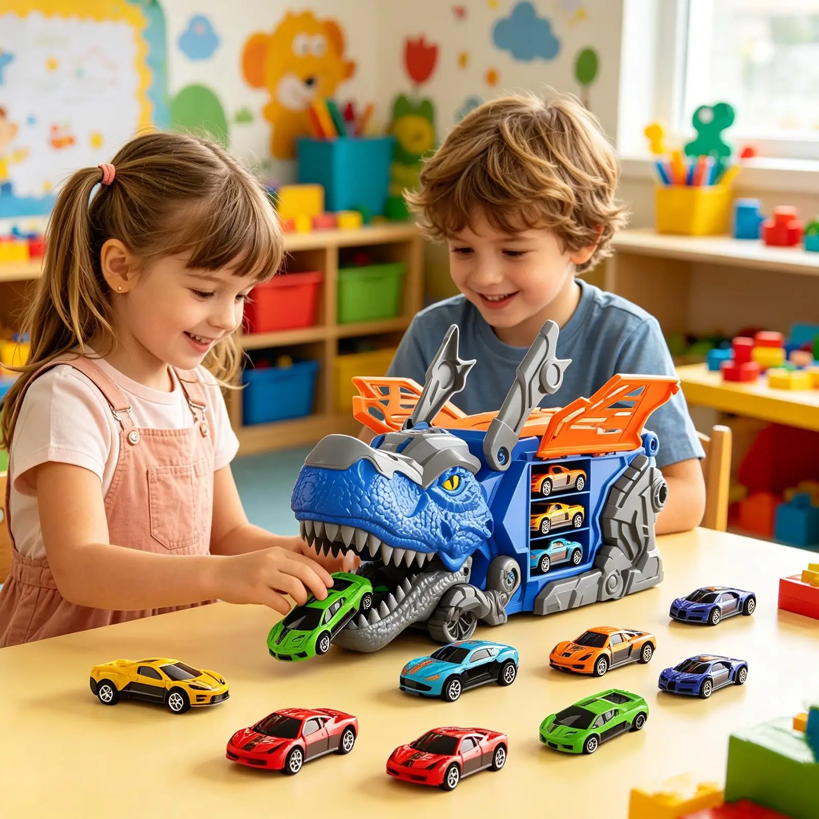 dinosaur-truck-for-kids-portable-double-track-12-mini-cars-with-handle-kid's-dinosaur-truck-for-children-aged-3-5-years-old