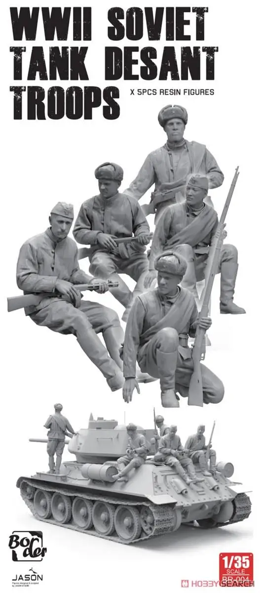 

Border BR-004 1/35 WWII Soviet Tank Desant Troops X5 PCS Resin Figures Model Kit