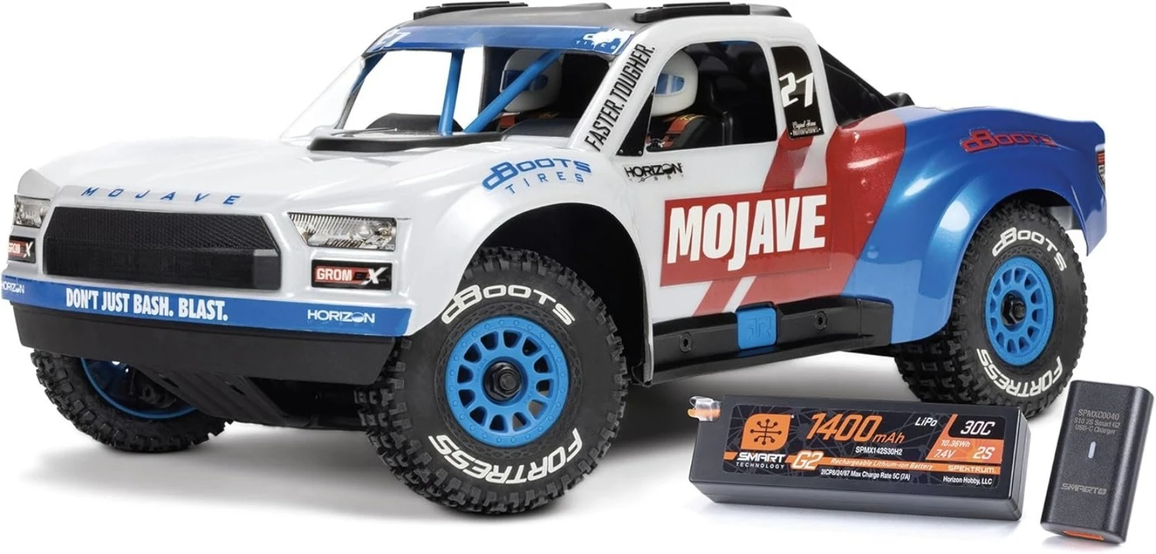 

RC Truck Mojave GROM 4X4 223S BLX BRUSHLESS Small Scale Desert Truck RTR with DSC, Battery & Charger Included, White, ARA2