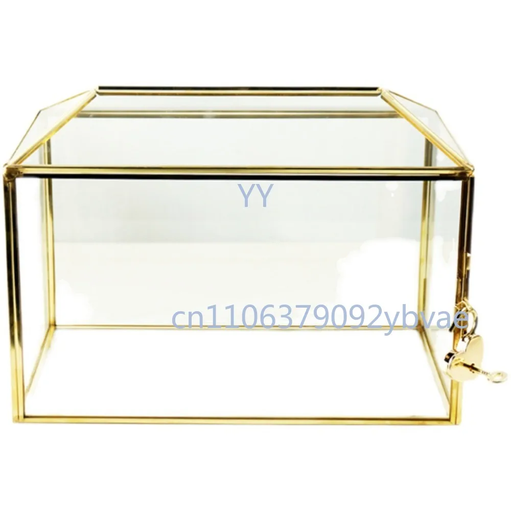 Caja de regalo rectangular dorada para bodas europeas, sobre rojo, regalo de cumpleaños, perfume simple con cierre y decoración de cristal.
