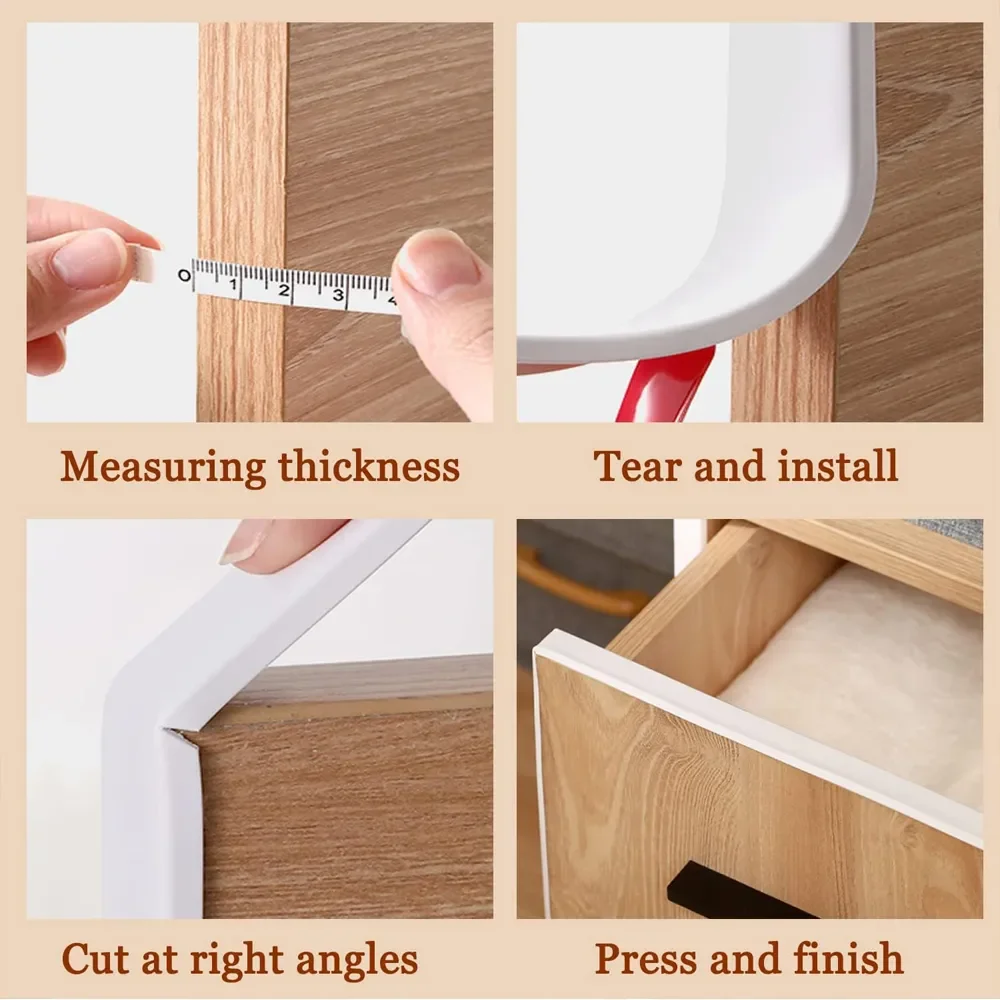 U-Shape Edge Banding, TPE Self Adhesive Veneer Edging Trim Flexible Edge Protector, DIY Furniture Edge Strip for Countertop