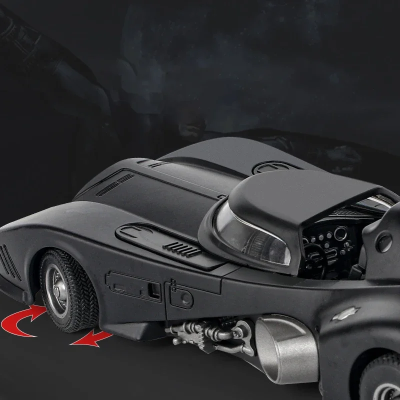 Batmobile Bat 1:24, modelo de aleación, coche de juguete fundido a presión, fundición de Metal, sonido y luz, coche de juguete extraíble, vehículo