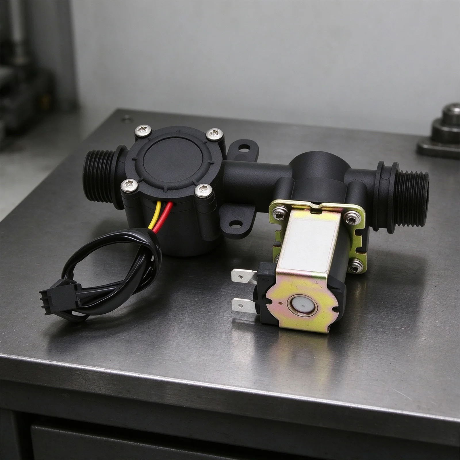 Digital Water Flow Meter With Solenoid Valve DC3.5-24V G1/2 Inch For Water Heater Liquid Level Sensor Testing Tool