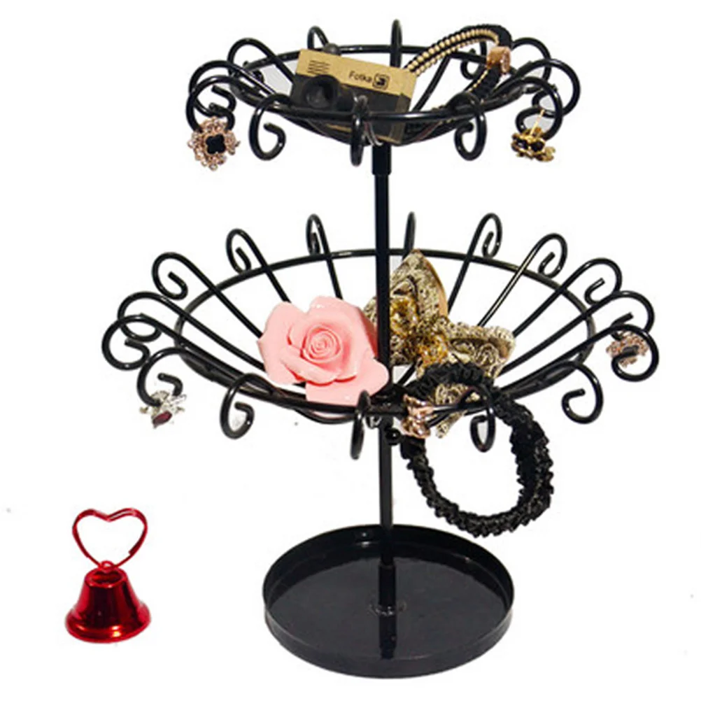 2-Tier Jewelry Tree Display Stand Organizer Durable Iron Holder for Necklace Earrings Bracelet Rack Jewelry Display