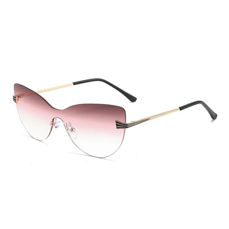 

New Luxury Frameless Gradient Cat Eye Women Sunglasses Personalized Brand Thin Frame Design Trendy Versatile Men Glasses UV400