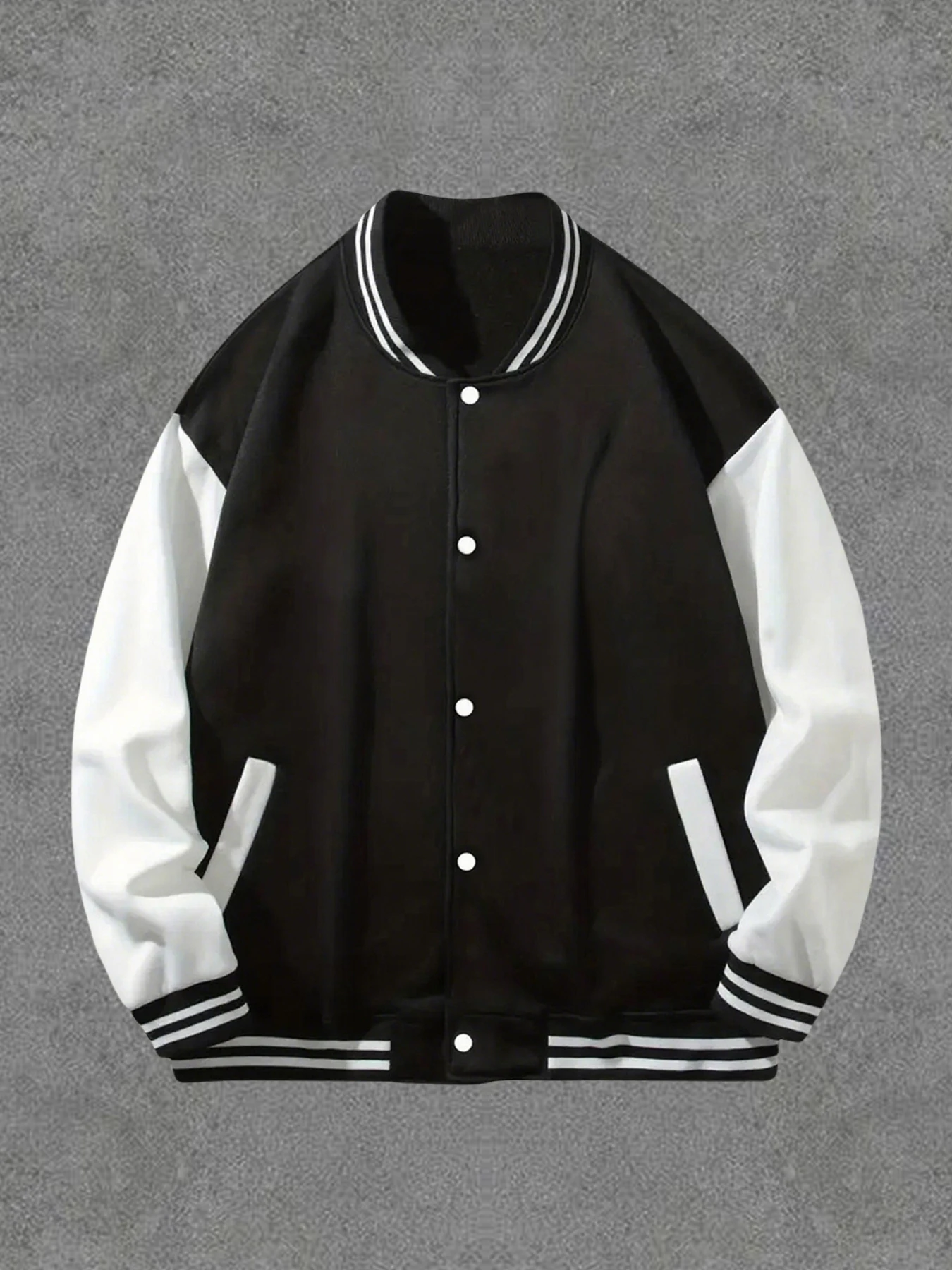 

Classic Baseball Coat Men's Black White Splicing Jacket Loose Casual Baseball Hoodies Street Harajuku Warm Fleece Soft Jacket