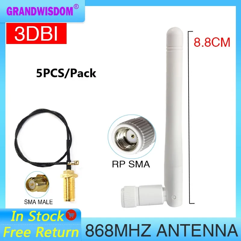 

GWS 5pcs 868mhz antenna 3dbi SMA female 915mhz lora module lorawan antene ipex 1 SMA male pigtail Extension Cable FSK ASK RF