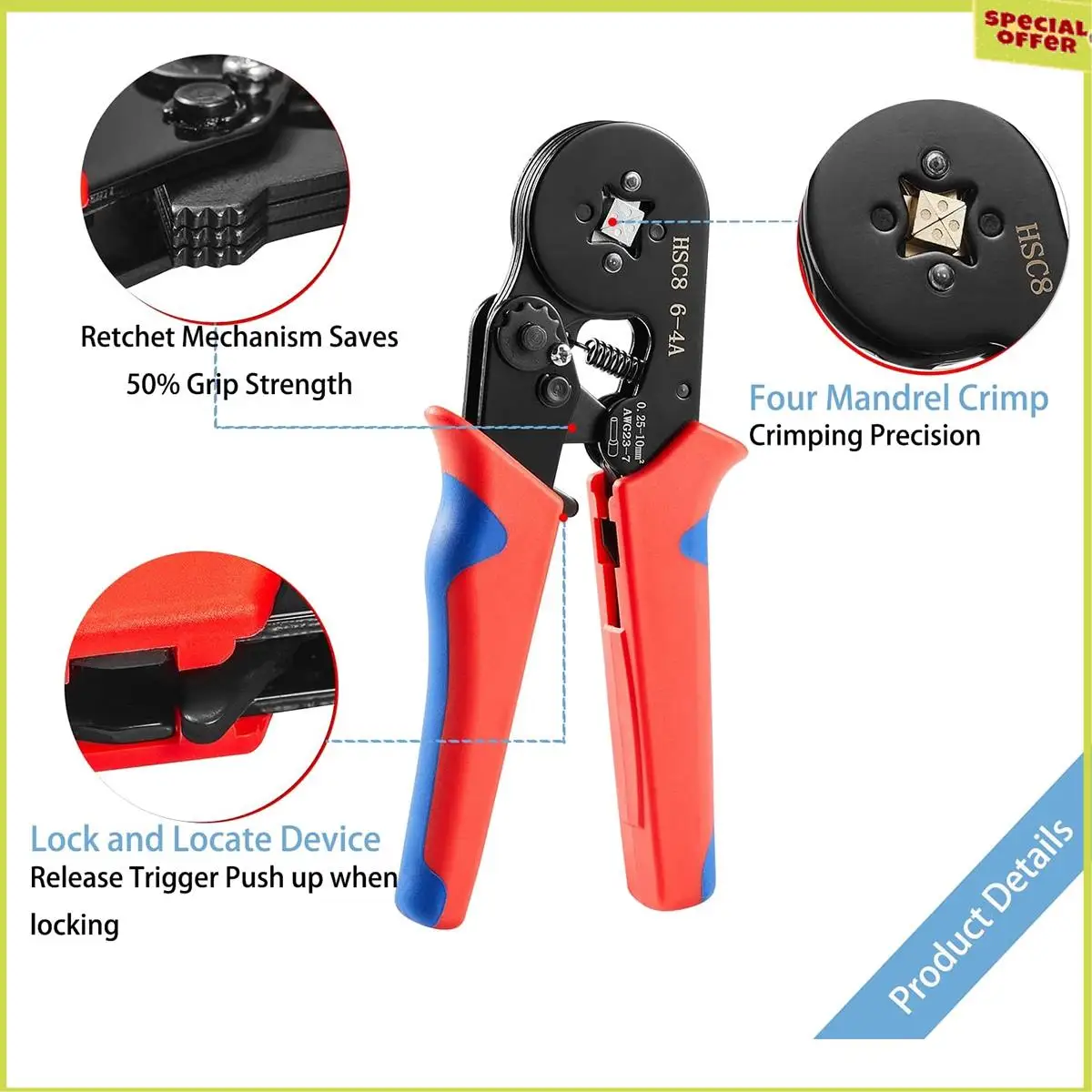 

A34R Crimping Tools Wire Pliers - 1250 PCS Wire Ferrules With Crimpers Pliers Kit For Electricians, Adjustable Ratchet Tools
