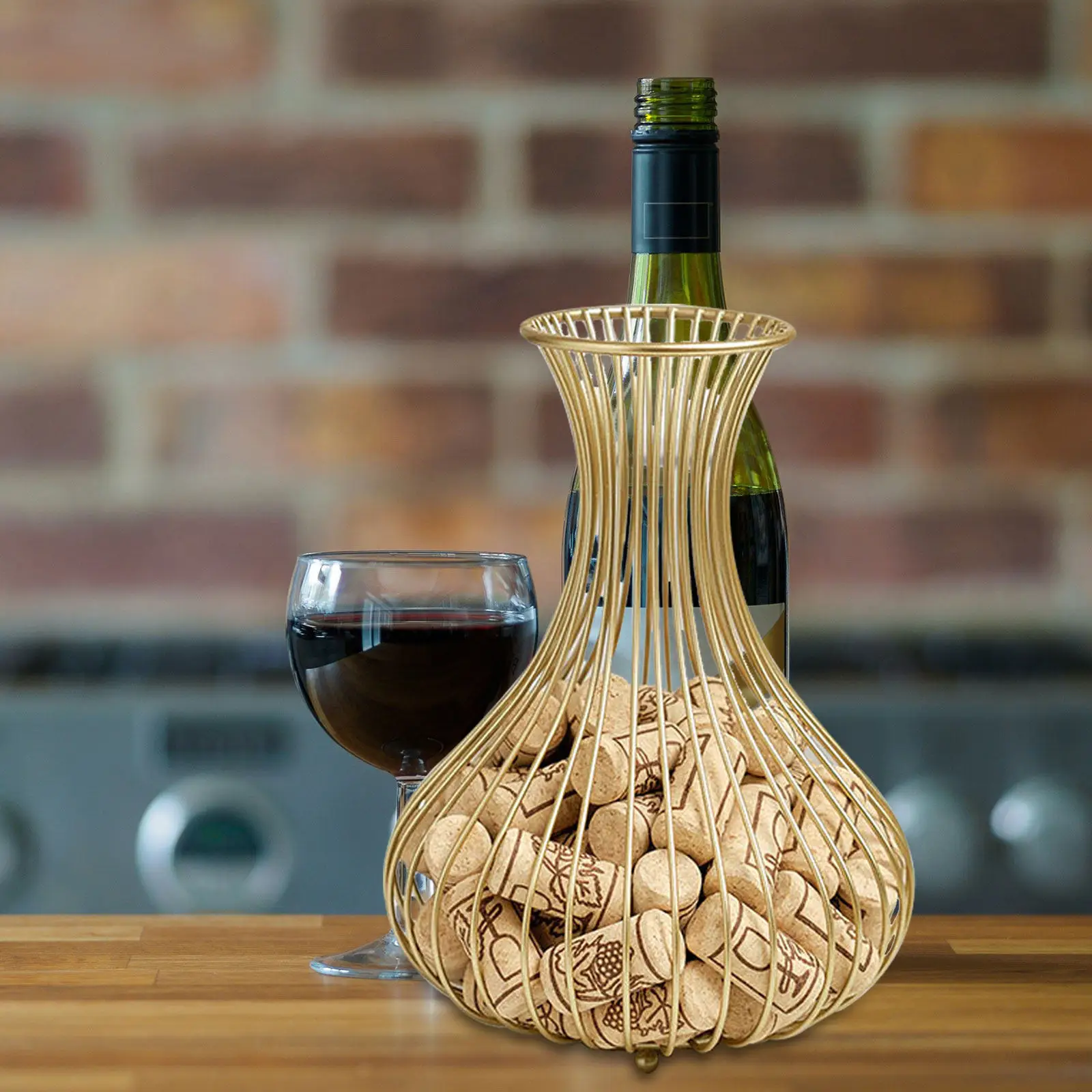 Metal Wine Cork Storage Basket Vintage Bottle Stopper Holder Decorative Keepsake Container for Home Bar