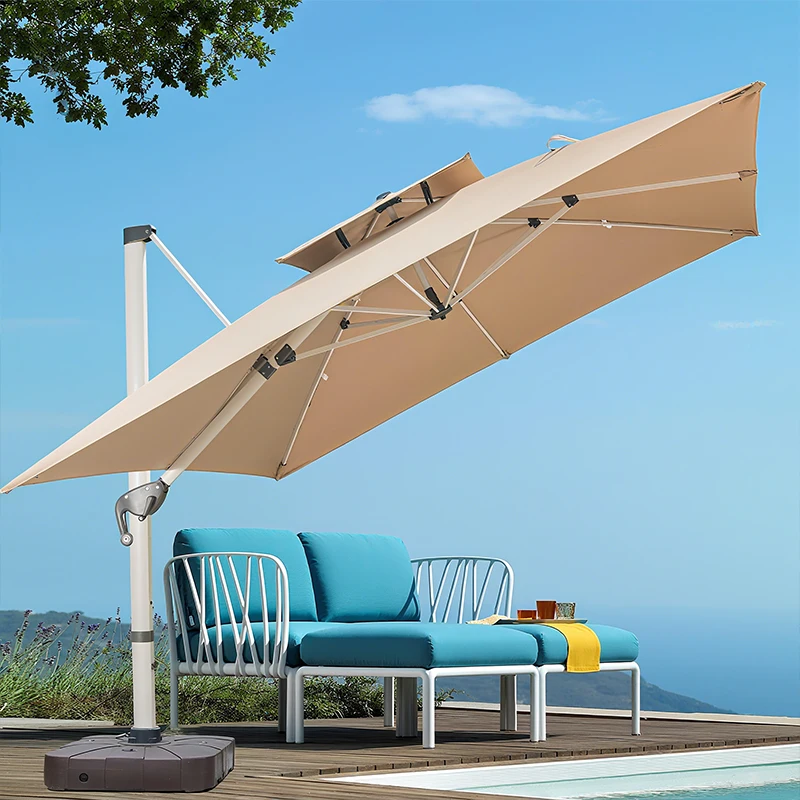 Outdoor Roman Umbrella Waterproof Cantilever Garden Beach Patio Sun Parasol Restaurant Umbrella