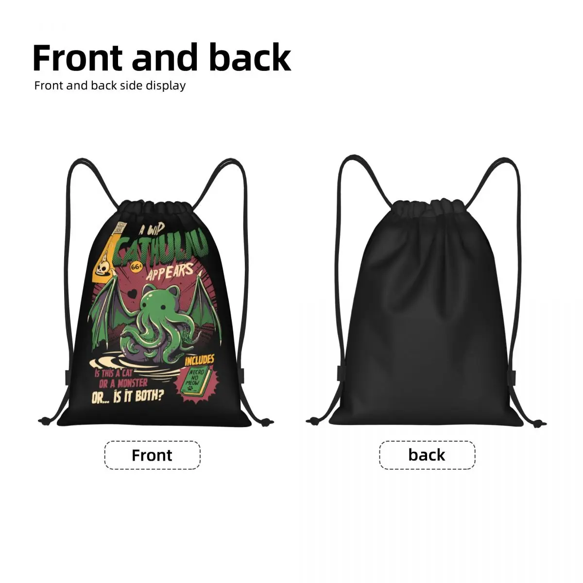 Custom A Wild Cthulhu Drawstring Bag Women Men Lightweight Cat or Monster Kaiju Lovecraft Movie Sports Gym Storage Backpack