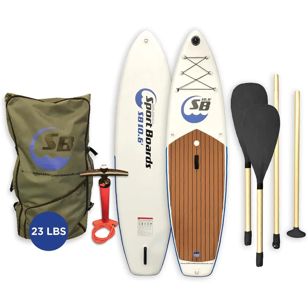 

Inflatable Sport Board AIRBO 10.6' Premium Inflatable Stand Up Paddle Board & Kayak with ISUP Backpack - Double Action Pump - 4