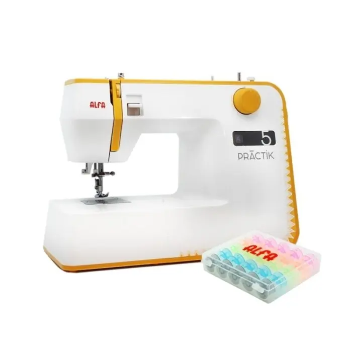 Máquina de Coser Alfa Practik 5 con 12 Puntadas y Ojal Automático