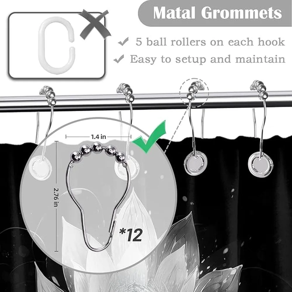 Shower Curtain Black And Grey Shower Curtain Innovative Waterproof Fabric Ensures Comfortable