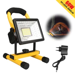 60W LED Work Lights Rechargeable Floodlight Waterproof Portable Floodlight Emergency Work Job Site Lights with Stand for Camping