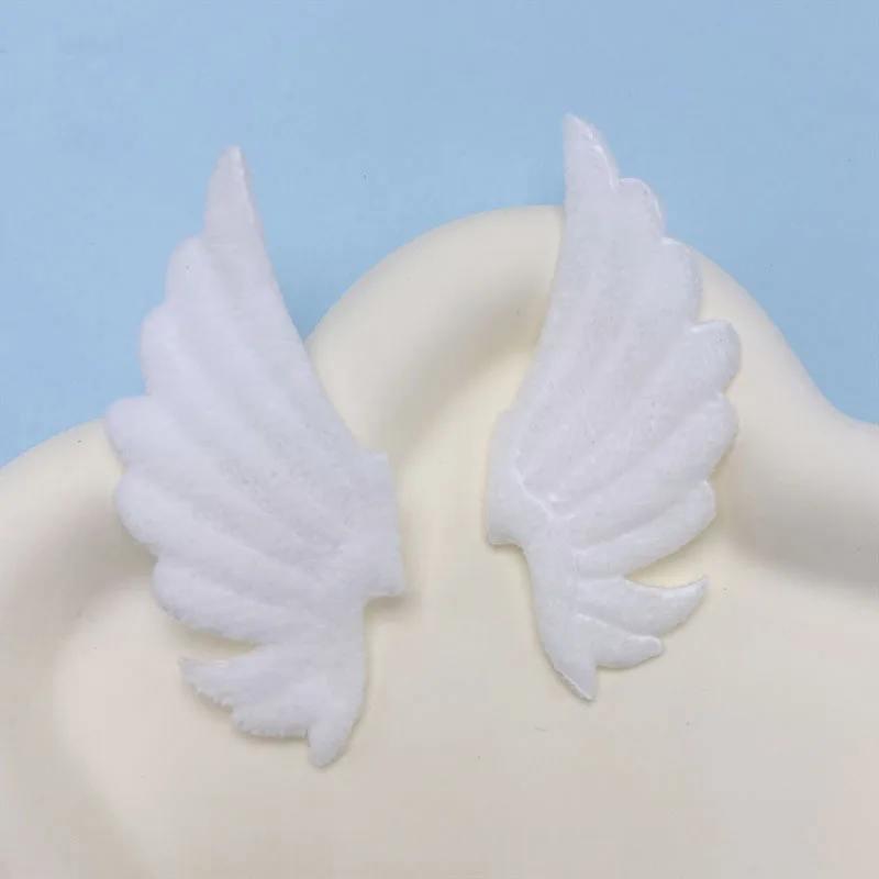 40 Stück, 7 x 3 cm, weiße, doppellagige Filz-Engelsflügel-Applikationen zum Aufnähen, geeignet für Kinder-Haarreifen, Haarspangen, Accessoires, Hüte und als Dekorationsaufnäher. – Detail 7