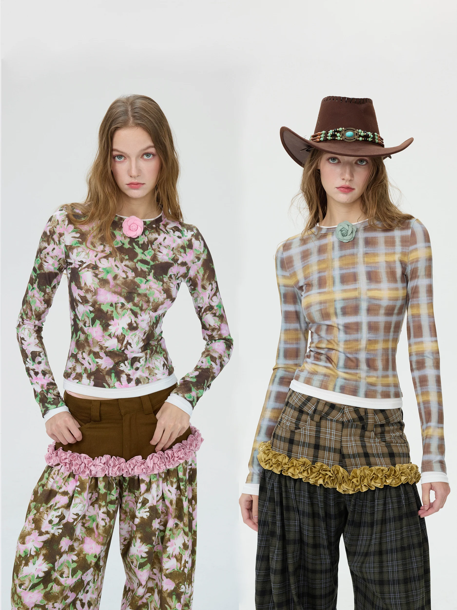 

Оригинальная футболка MildRate с цветочным принтом, длинными рукавами, из смесовой шерсти, осенне-зимняя, новая, повседневная, свободного кроя, для девочек