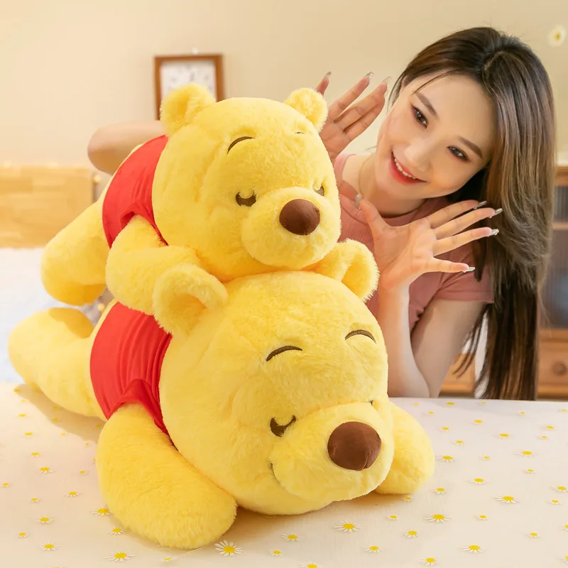 

45cm/60cm/70 cm Disney Lying Down Winnie the Plush Toy Cute Cartoon Bear Pillow Plushie Soft Stuffed Animal for Kids