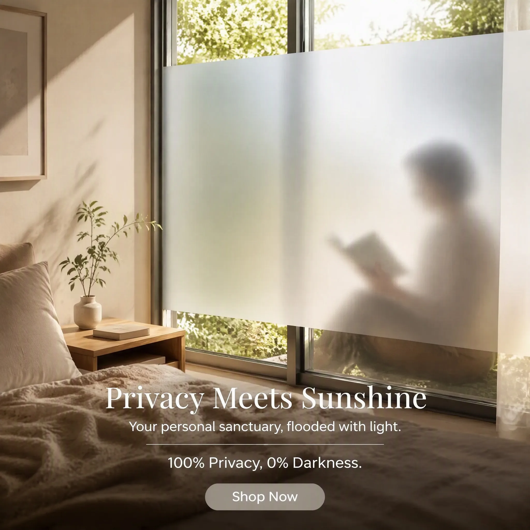 Matte Frosted Self-Adhesive Window Privacy Film Opaque Glass Sticker for Home Decor Privacy Protection