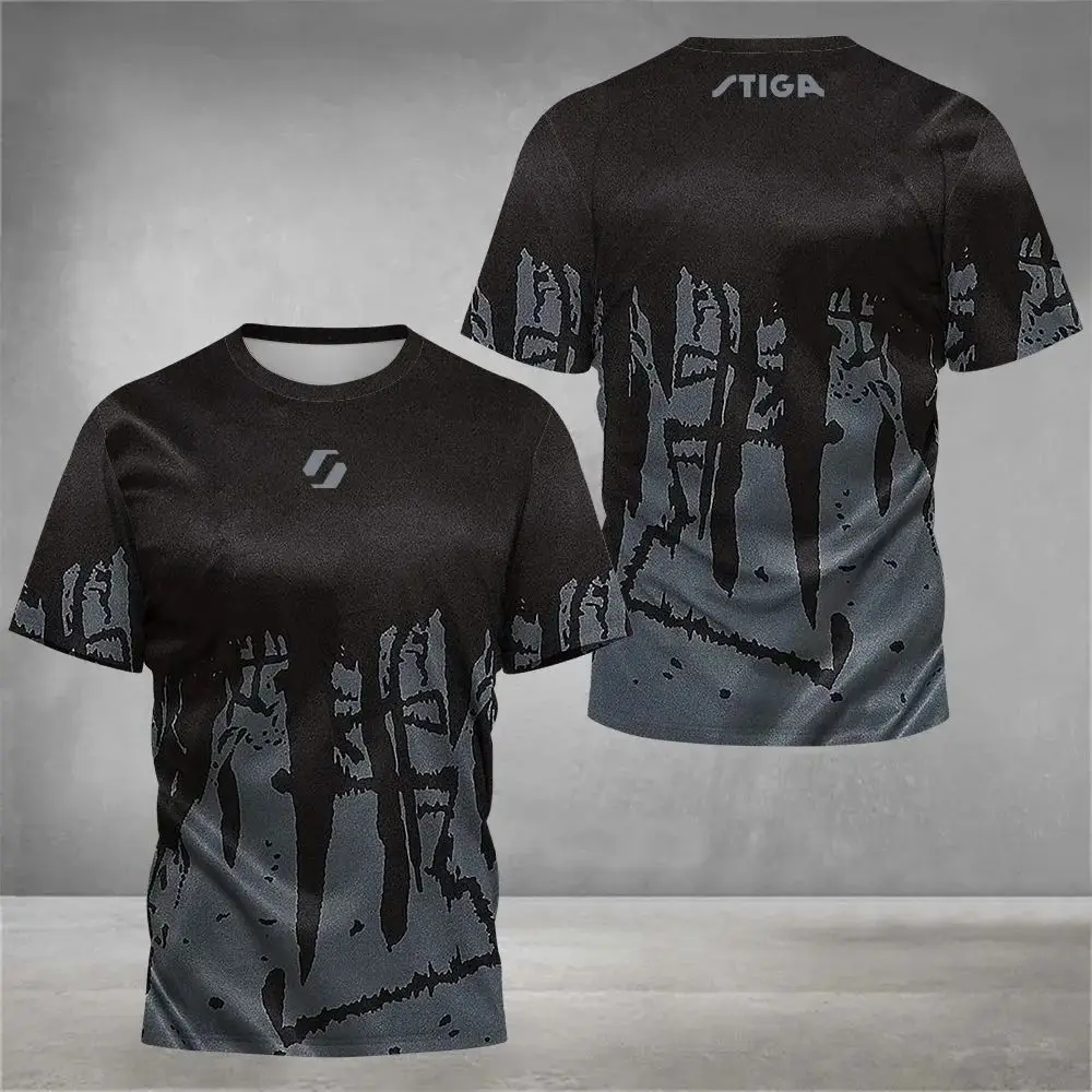 Sports Short-sleeve T-shirt Round Neck Gradient Design Breathable Comfortable for Table Tennis & Daily Wear  men's tops kid tee