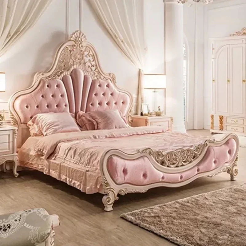 French princess bed Queen King Size Nordic Luxury Frame Double Bed Simple Modern Pretty Letto Matrimoniale Bedroom Furniture