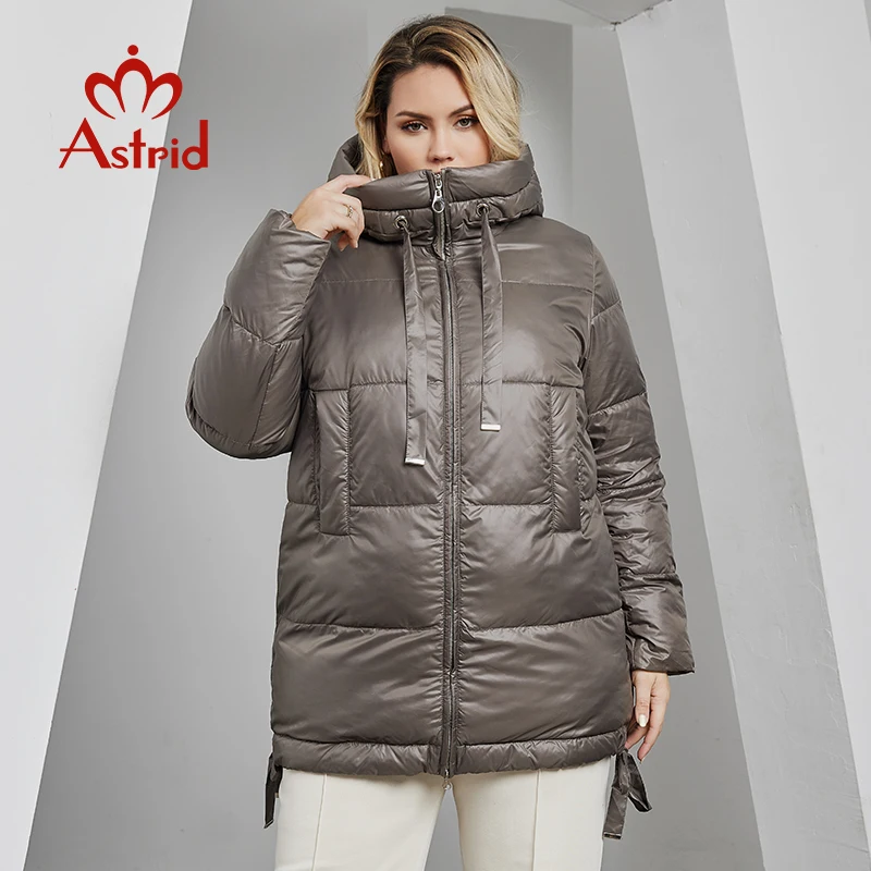 Astrid Women\'s Winter Jacket 2023 Plus Size Bio Down Jackets Hooded Quilted Coat Women Parka Female Clothing Split Hem Lacing