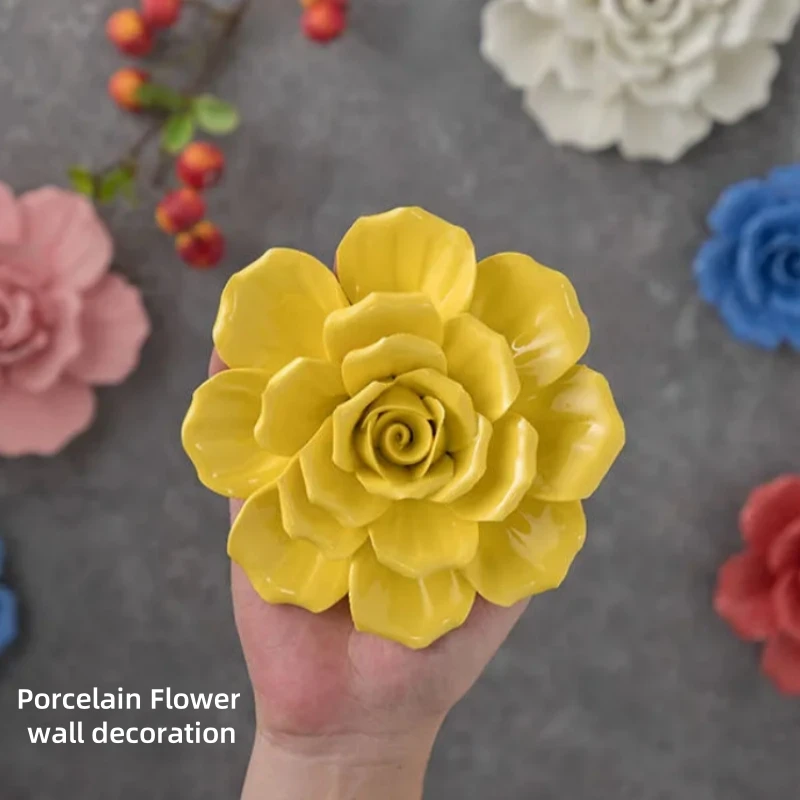 Creative Ceramic Flowers Wall Decorations Handmade Porcelain Artwork Handicraft Home Crafts Decor Accessories Decorative Arts