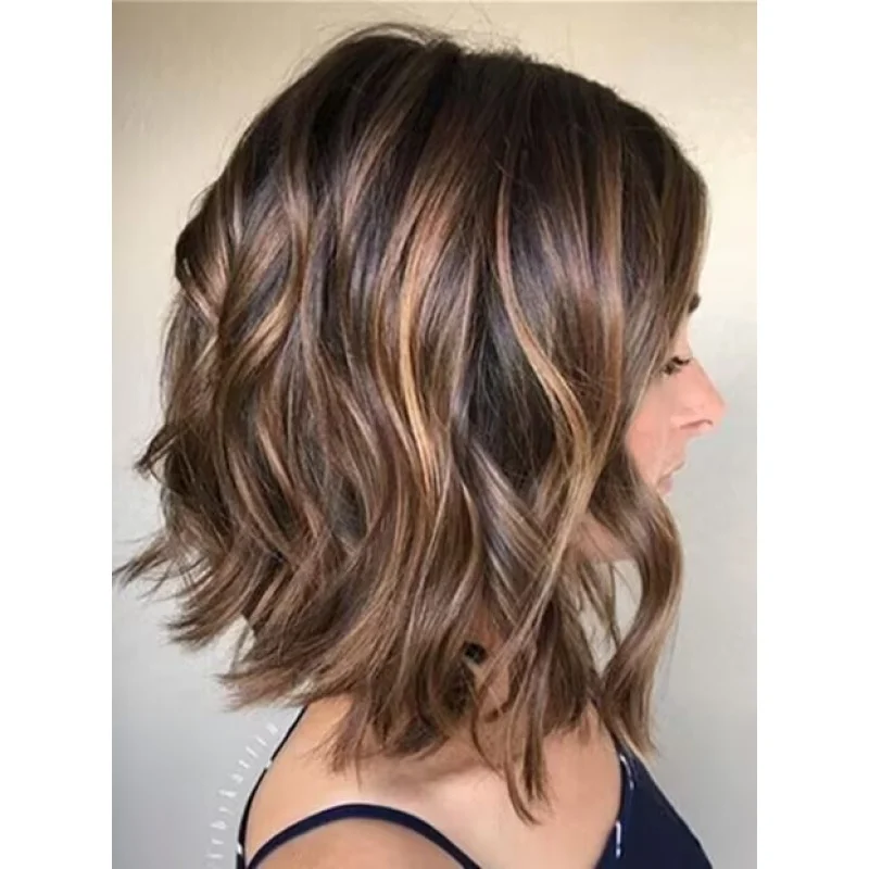 

14 In Human Hair New Fashion Brown Wavy Women's Full Wigs