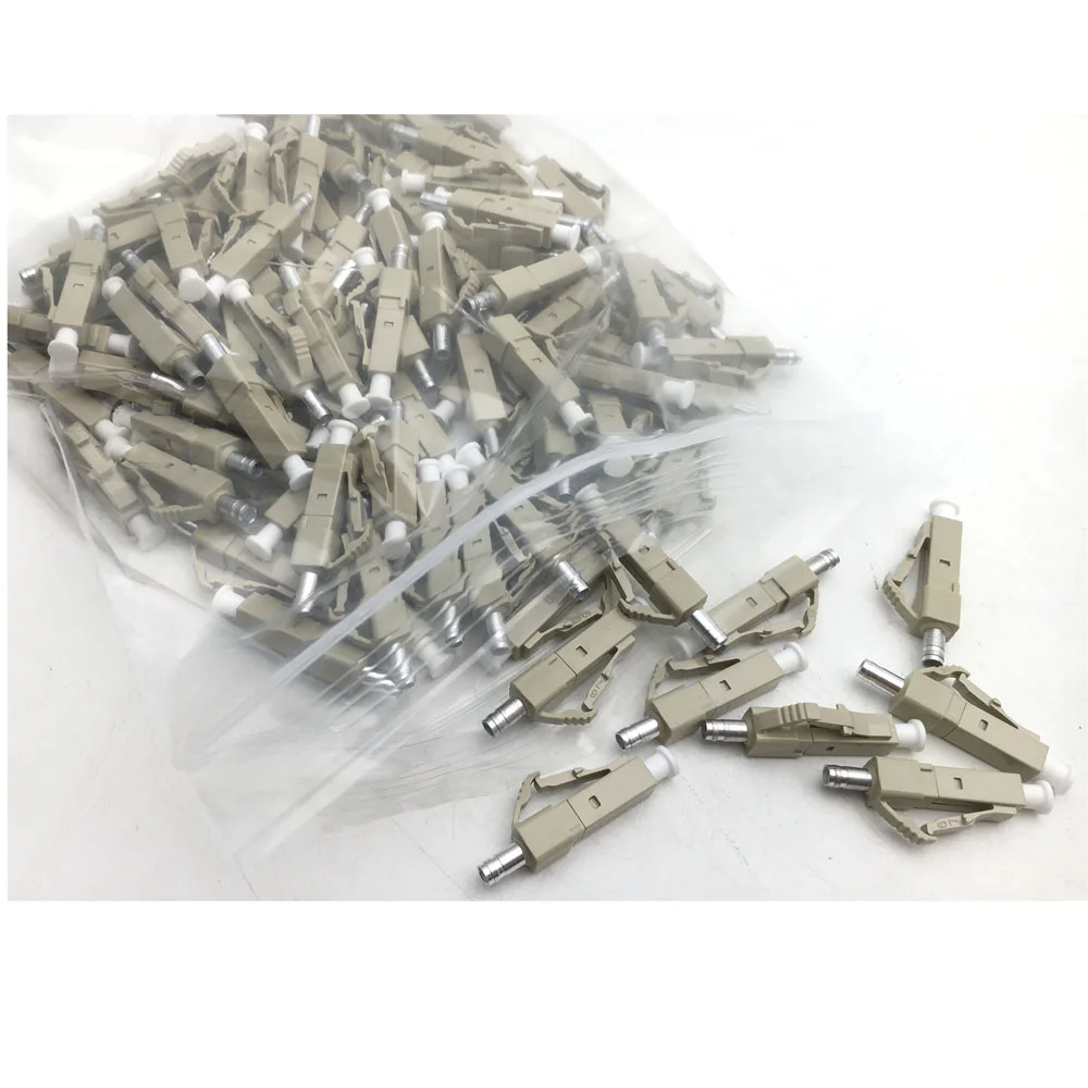 500Pcs LC/UPC 2.0mm MM OM2 OM4 Simplex Ceramic/Zircon White Boot Fiber Optic Connector,LC MM Single OM3 Patch Cord Connectors