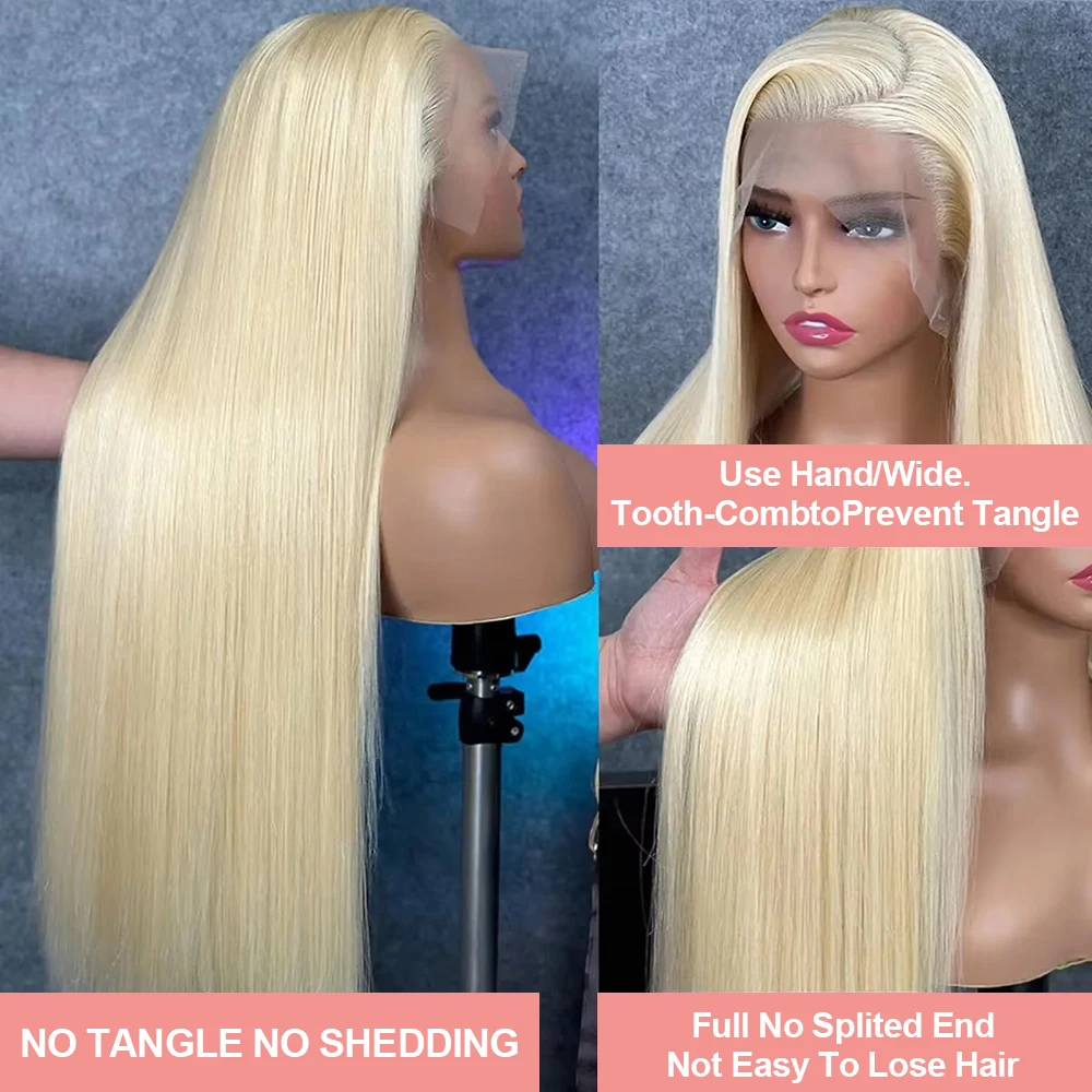 36 40 Inci 613 Madu Pirang 13X6 Renda Depan Rambut Manusia Wig Brasil Tulang Lurus Kepadatan 250 13X4 HD Transparan Frontal Wig