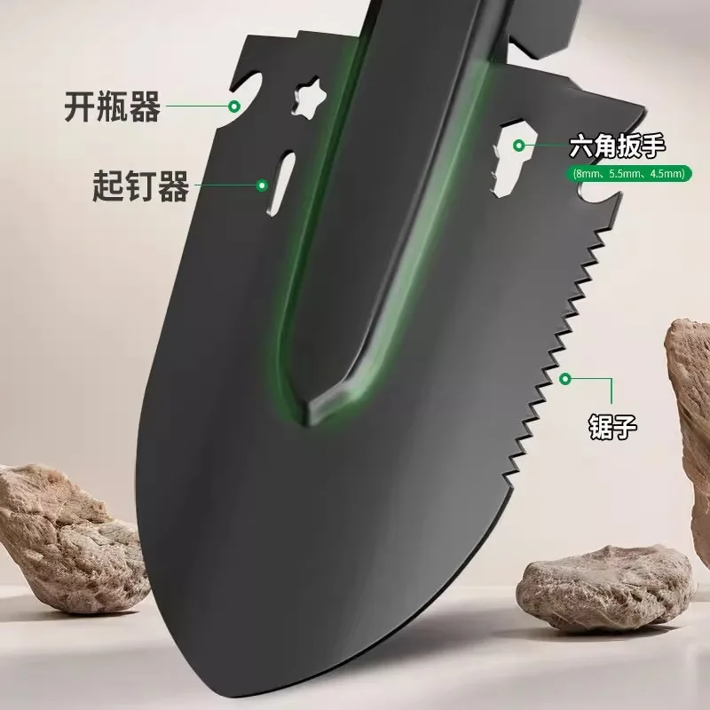 Multifunctional Military Shovel Manganese Steel Thickened Folding Camping Shovel Small Hoe Outdoor Survival Tool For Car Emergen