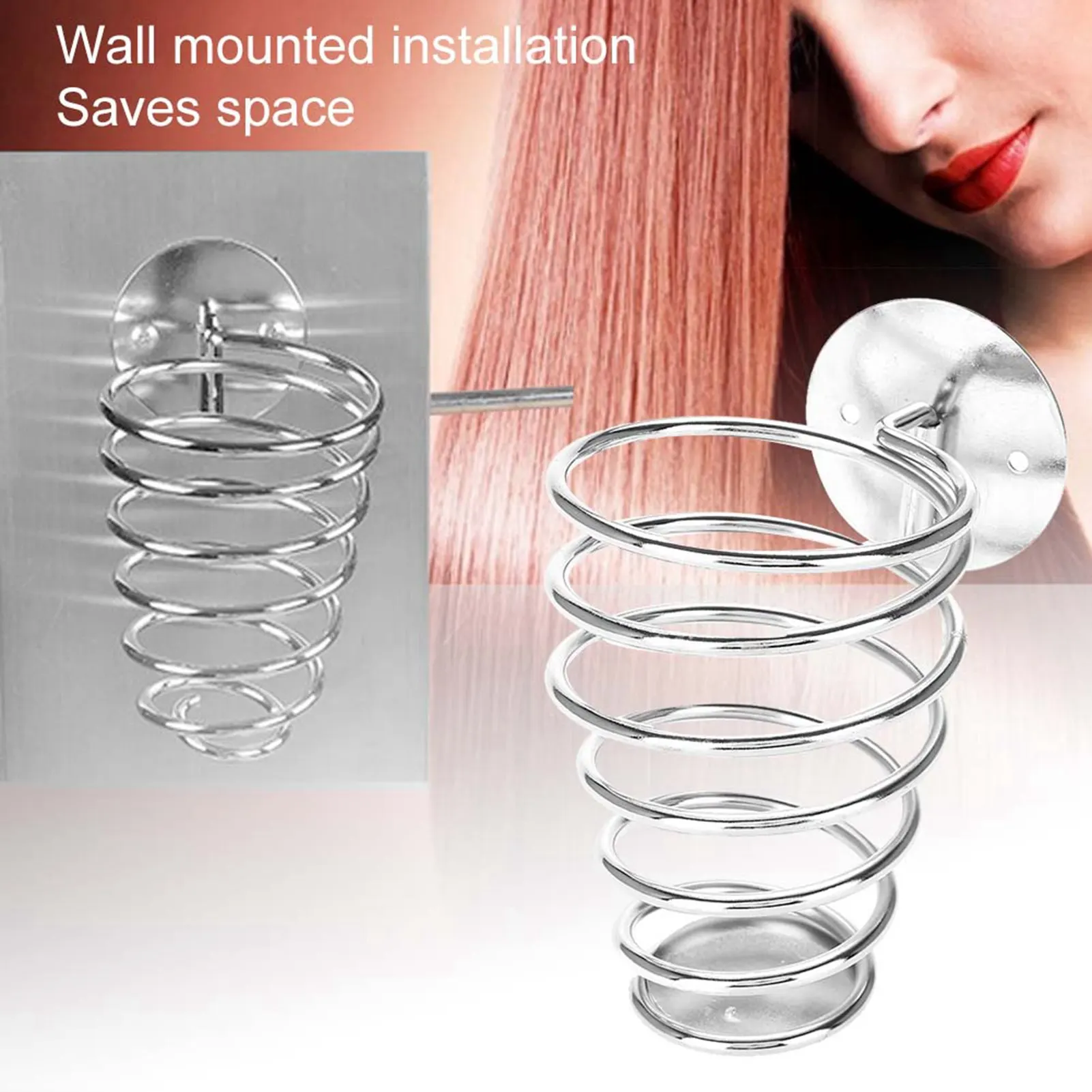 

Stainless Steel SpiraL shaped Hairdryer Support Holder Wall mounted Hair Dryer Rack