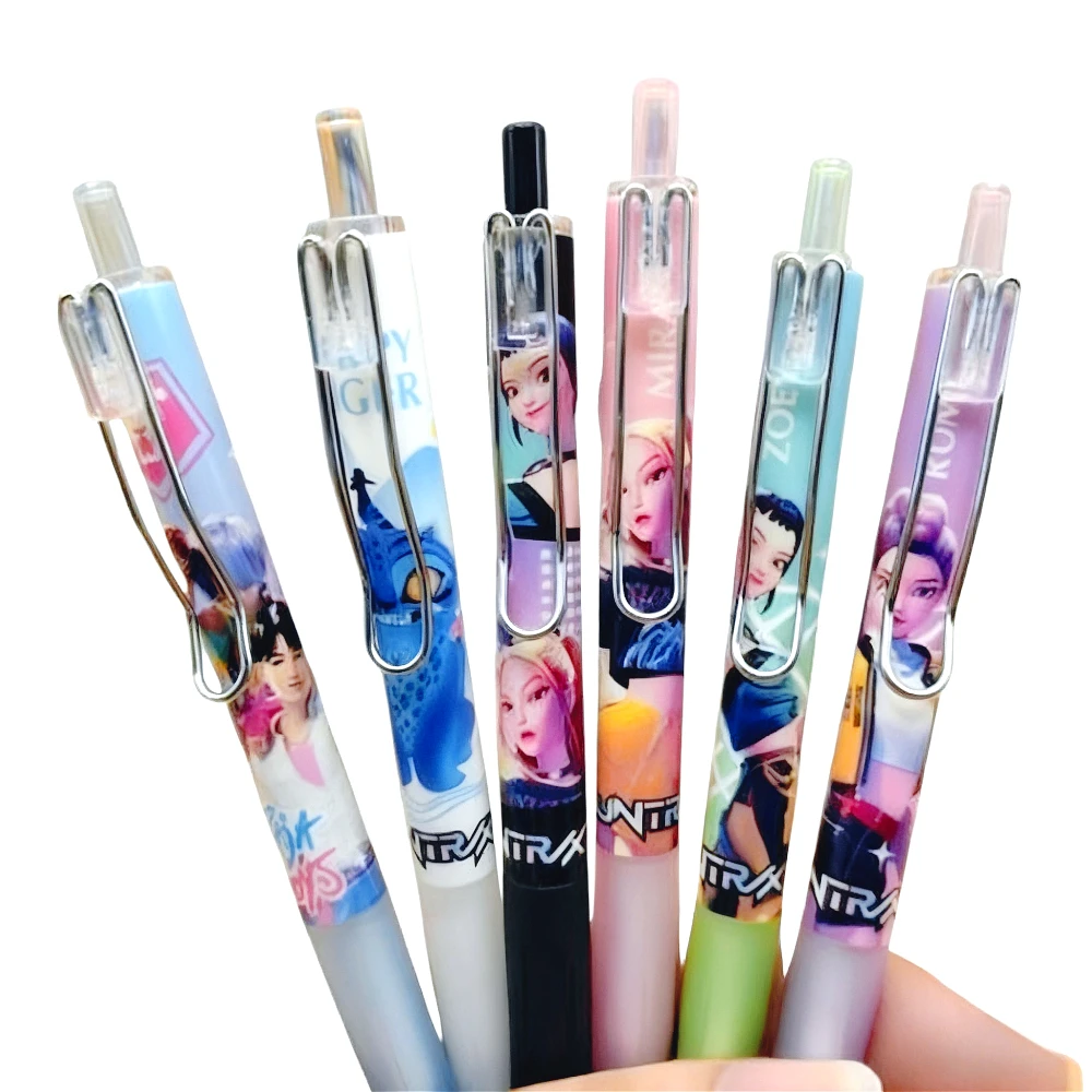 Bolígrafo de firma del equipo de caza de brujas Kpop, 0,5mm, escritura suave, diseños temáticos de múltiples miembros, esenciales para que los fanáticos coleccionan