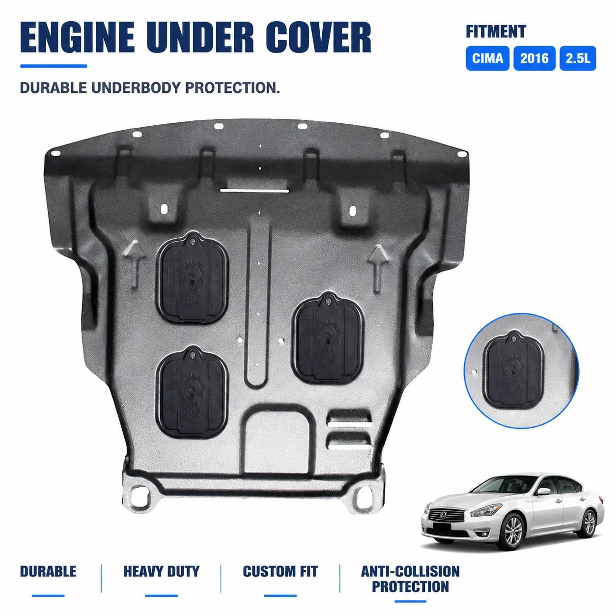 Custom Fit No Drilling Engine Skid Plate, Heavy Duty Underbody Protection for Nissan Qashqai 2016-2022 1.2T 2.0L