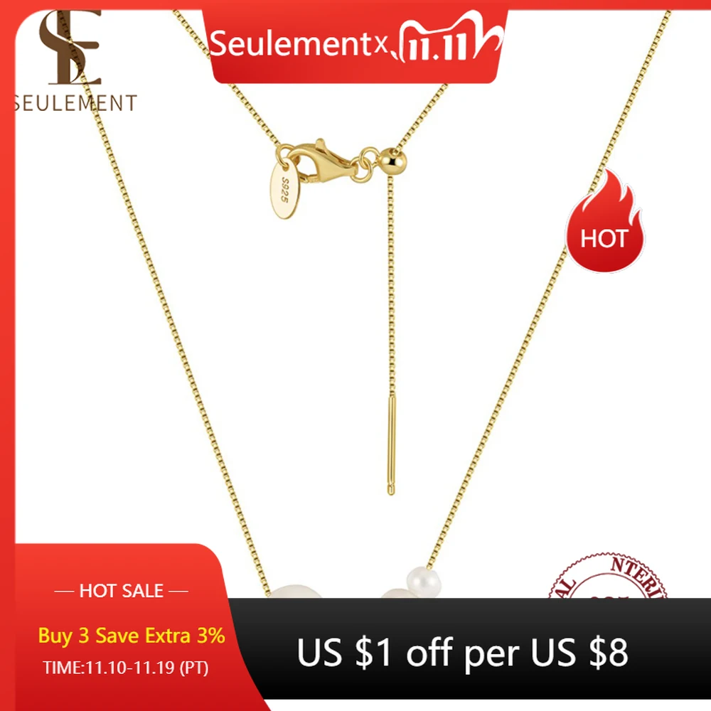 

Seulement Four Natural Baroque Pearls Necklace for Women Sterling Silver 925 Pearl Pendant Necklaces Jewelry Accessories