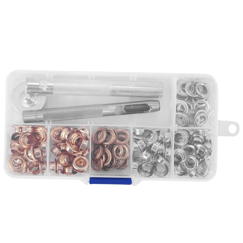 Top-100 Sets 1/4 Inch Grommet Kit Grommets Eyelets With 3 Pieces Install Tool Kit, 2 Colors