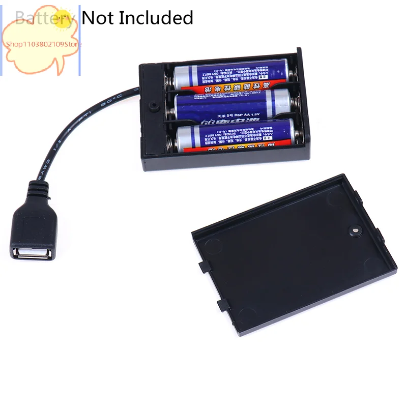 [HM]1pcs Safe and Durable 3*AA 65x45x15mm Battery Case with USB Port for Building Blocks LED Light Kit with Switch