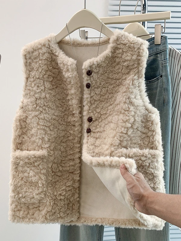 Authentic Fall Winter Loose Lightweight Warm Sleeveless Large Size Faux Fur Vest Fashionable Outerwear Ladies' Jacket