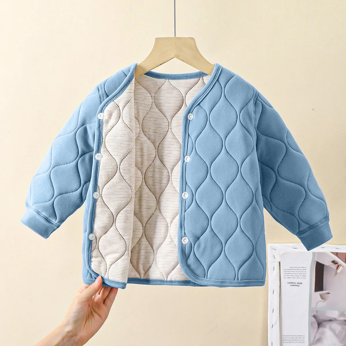 Children's warm liner autumn and winter new girls' thickened jacket cotton coat boys' three-layer padded clothing