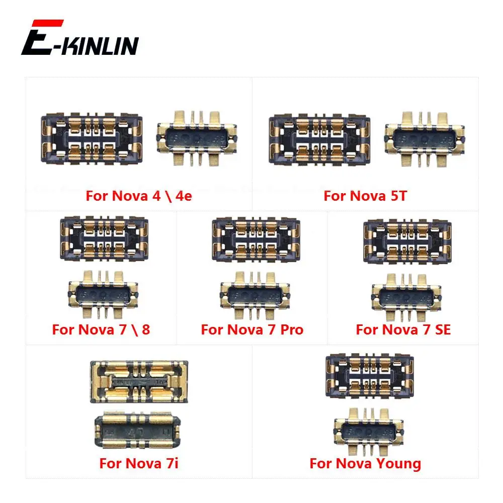 2pcs Inner Battery Connector Clip Contact Replacement For HuaWei Nova 4 4e 5T 7 Pro SE 7i 8 Young On Motherboard Flex Cable