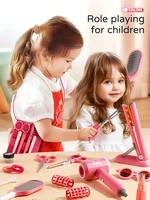 Kids Make Up Toys Simulation Haircut Kit Children's Hair dryer Role Playing Game Educational Toys For Girls Pretend Play Gifts 4