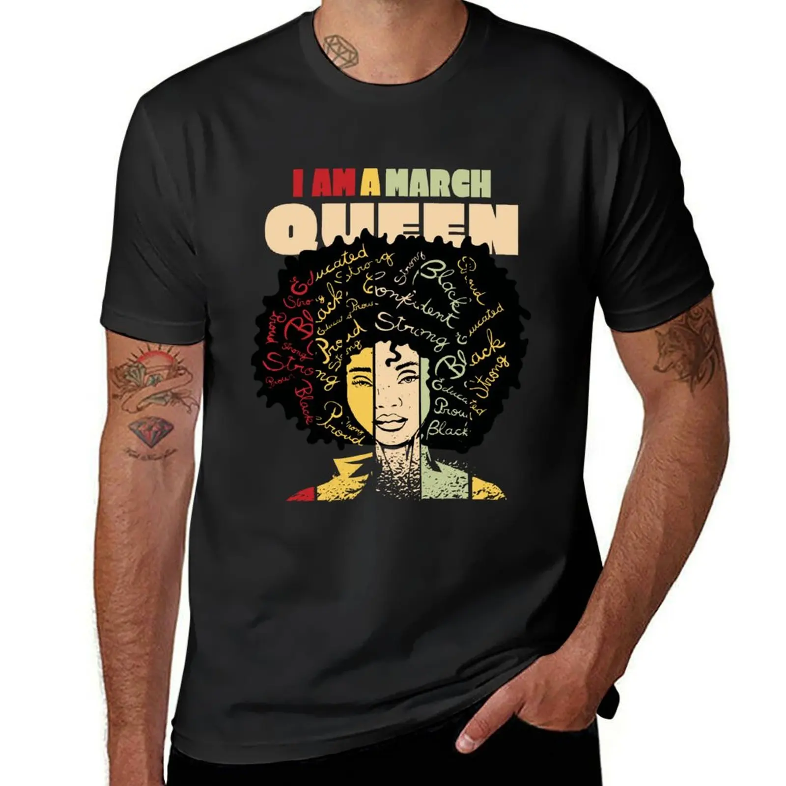 

March Black Queen T-Shirt customizeds summer tops plain heavy weight t shirts for men